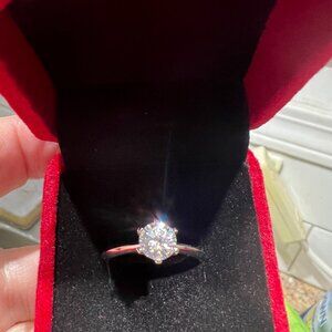 One carat Solitaire Moissanite Ring. 925 Sterling Silver